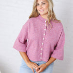 Lennie Elbow Length Sweater Cardigan - Purple Blue
