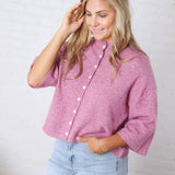 Lennie Elbow Length Sweater Cardigan - Purple Blue