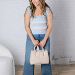 Leny Striped Square Neck Tank - Powder Blue FINAL SALE
