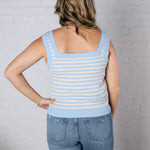 Leny Striped Square Neck Tank - Powder Blue FINAL SALE