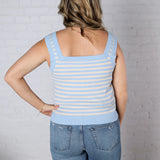 Leny Striped Square Neck Tank - Powder Blue FINAL SALE