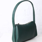 Leona Top Zip Baguette Shoulder Bag - Forest Green