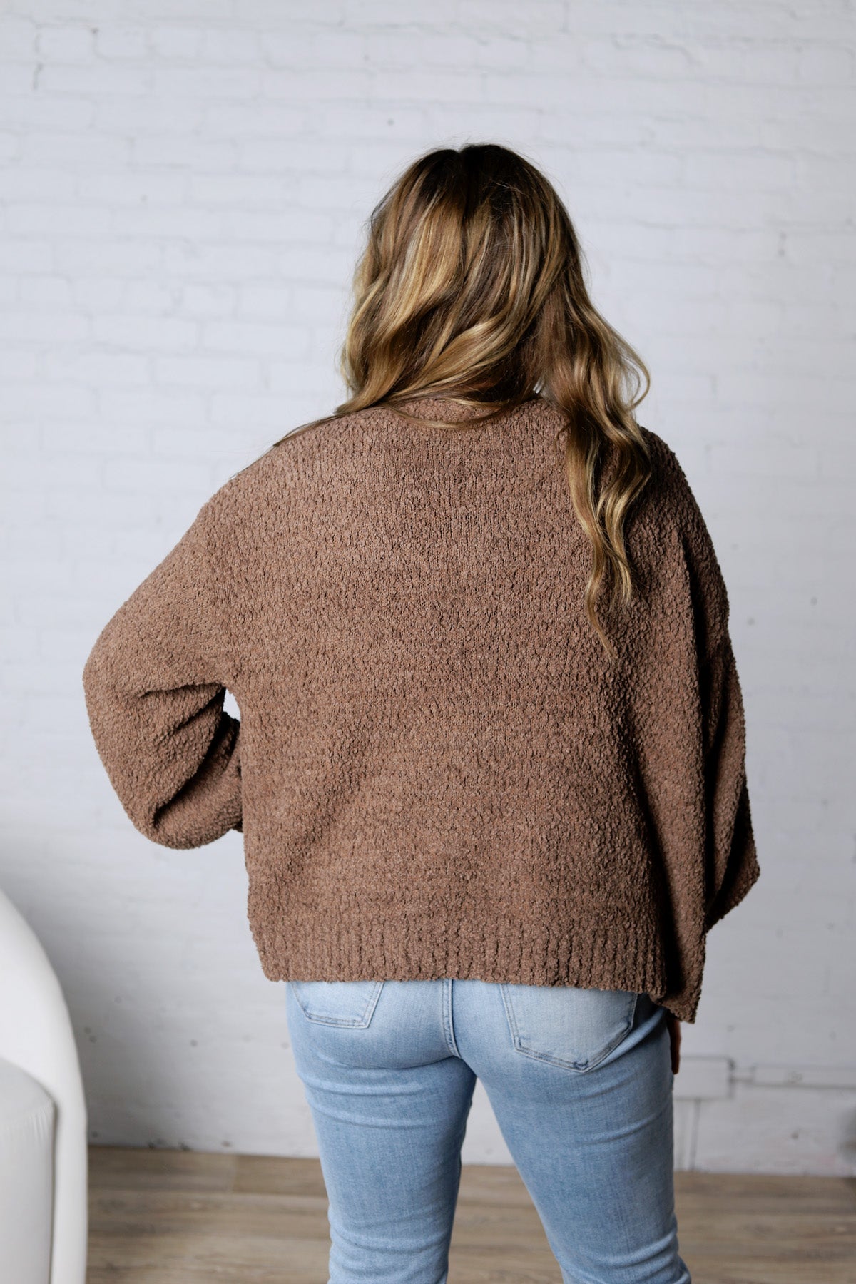 Lia Textured Popcorn Knit Open-Front Cardigan