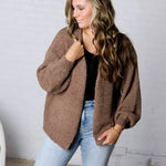 Lia Textured Popcorn Knit Open-Front Cardigan