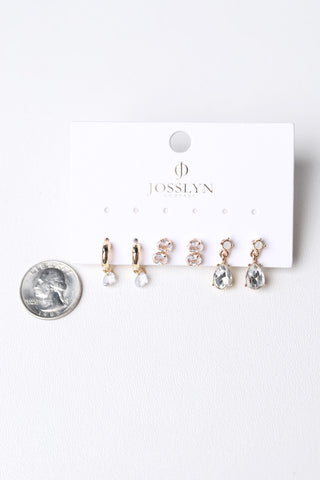 Libby Trio Gold-Tone Crystal Drop Earring Set - Gold