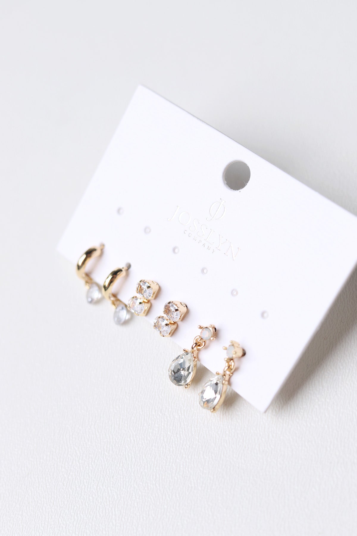 Libby Trio Gold-Tone Crystal Drop Earring Set - Gold