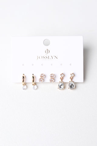 Libby Trio Gold-Tone Crystal Drop Earring Set - Gold
