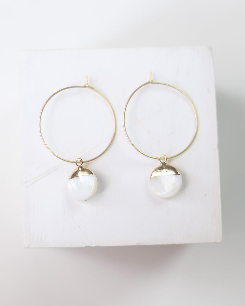 Lightheart Mother of Round Pendant Pearl Earrings - Gold
