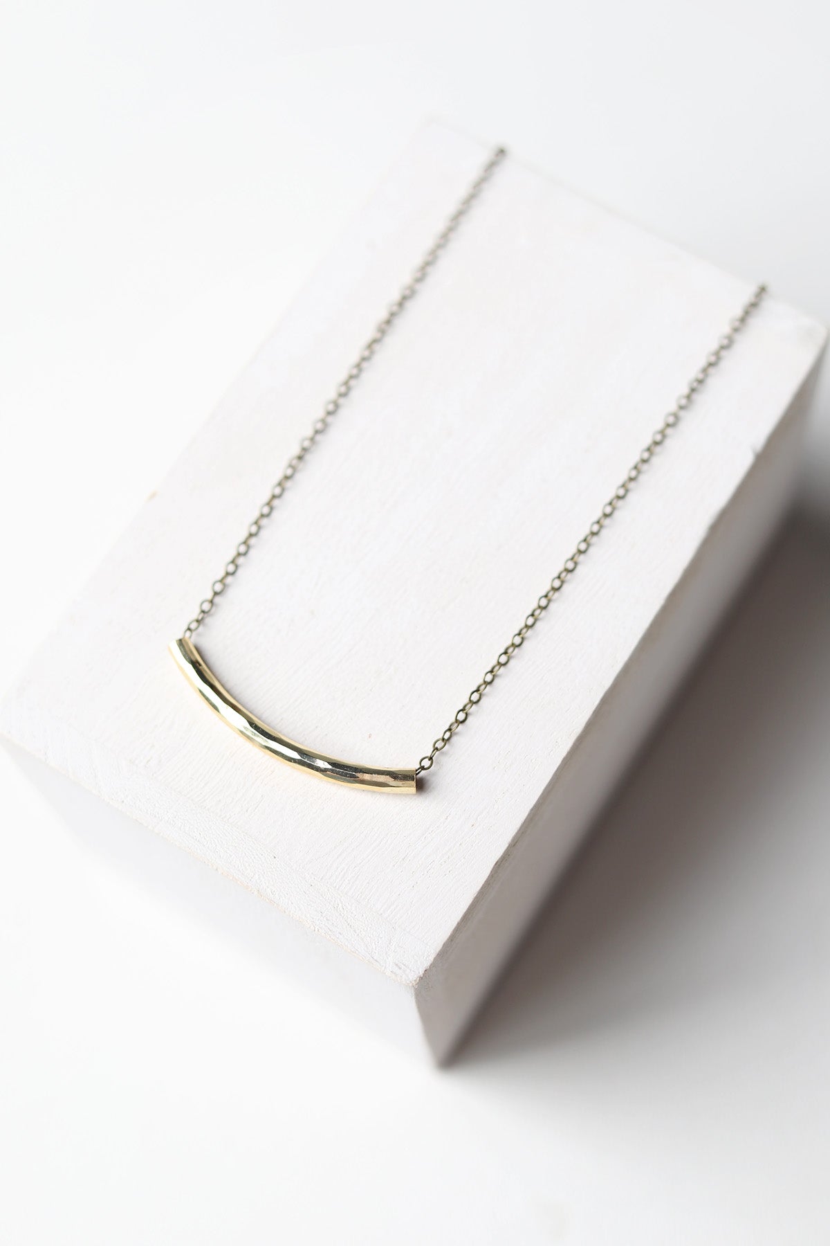 Lightly Hammered Tube Necklace