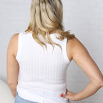 Lilia Ribbed Scoop Neck Sleeveless Top - Off White