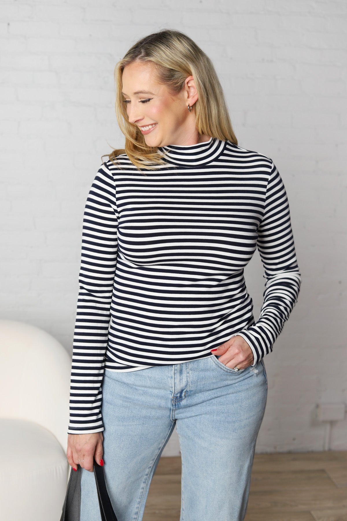 Lillian Stripe Turtle Neck Top