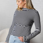 Lillian Stripe Turtle Neck Top