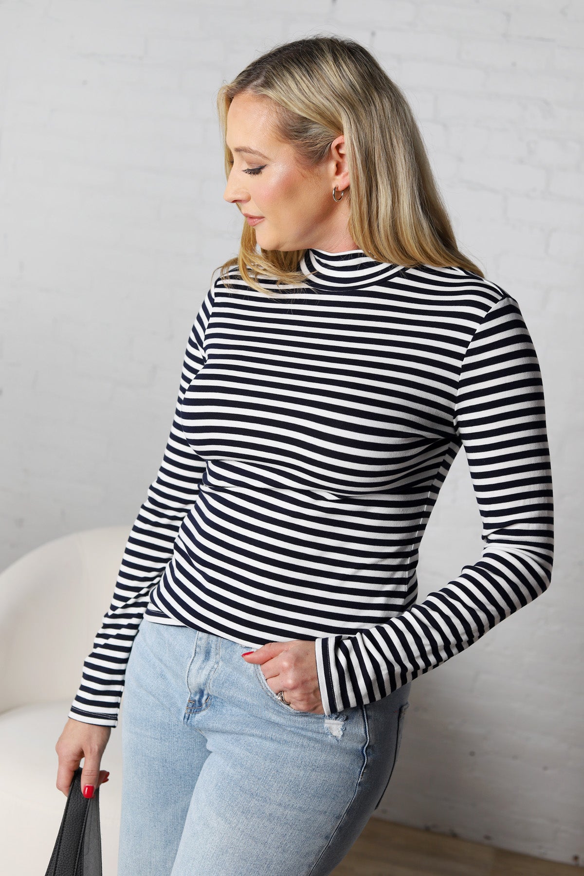 Lillian Stripe Turtle Neck Top