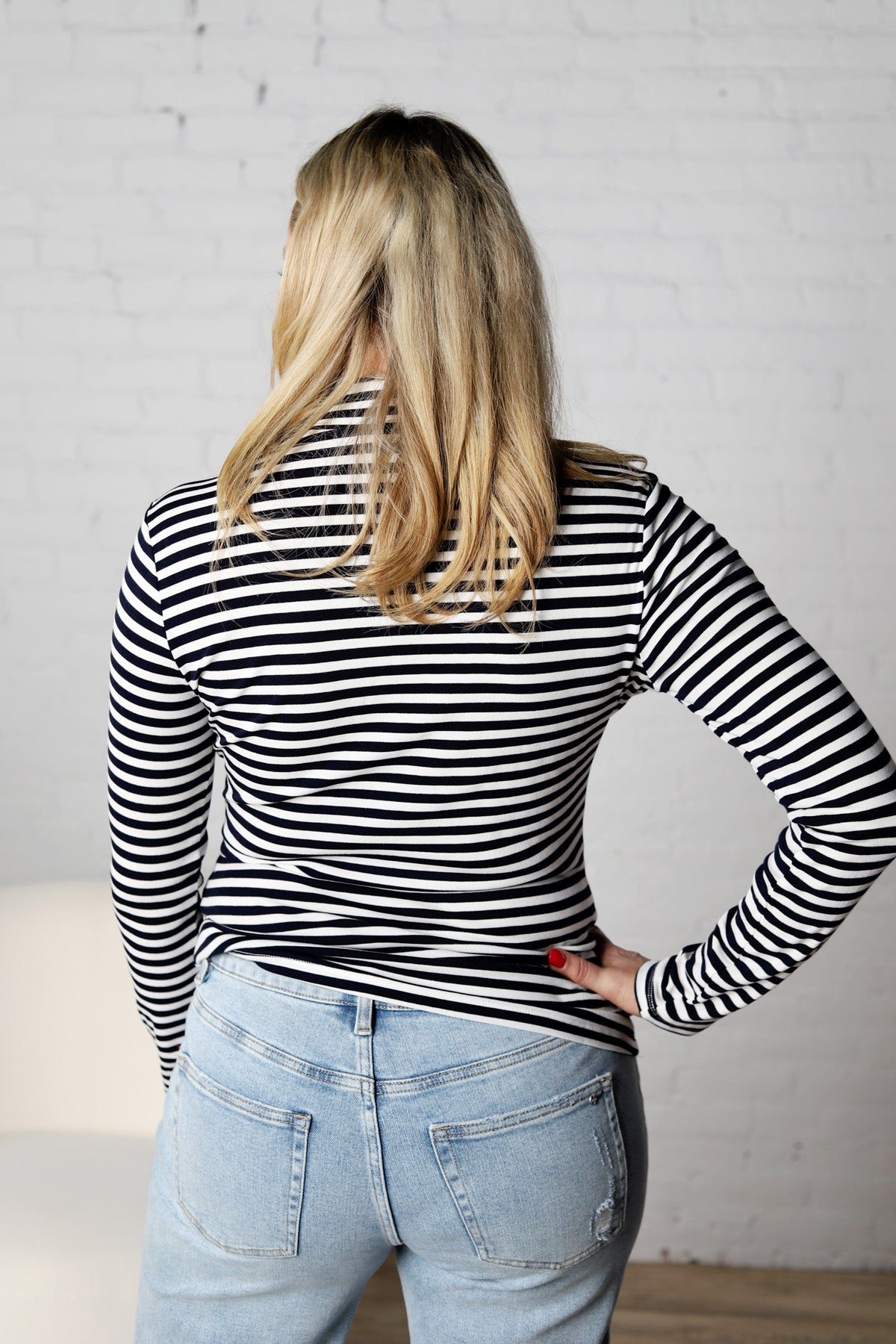 Lillian Stripe Turtle Neck Top