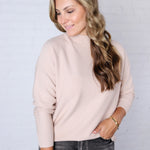 Lillith Chunky Ribbed Mock Neck Sweater - Light Beige