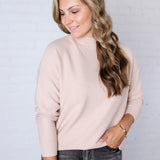 Lillith Chunky Ribbed Mock Neck Sweater - Light Beige