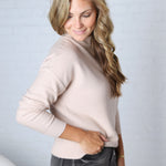 Lillith Chunky Ribbed Mock Neck Sweater - Light Beige