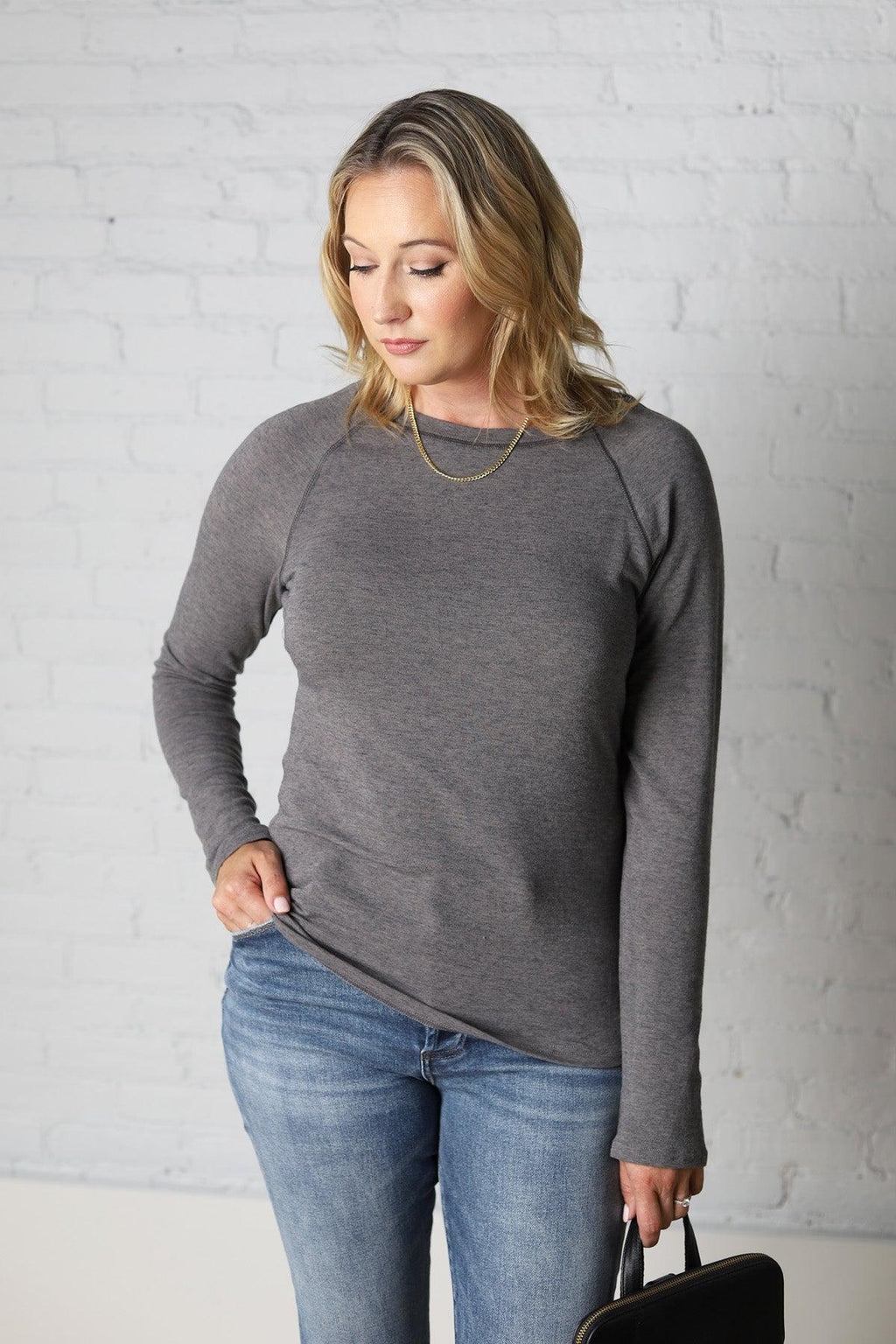 Linae Long Sleeve Jersey Top - Grey
