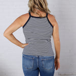 Lindyn Ribbed Halter Tank - Navy - FINAL SALE
