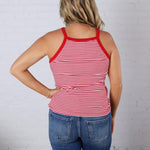 Lindyn Ribbed Halter Tank - Red - FINAL SALE