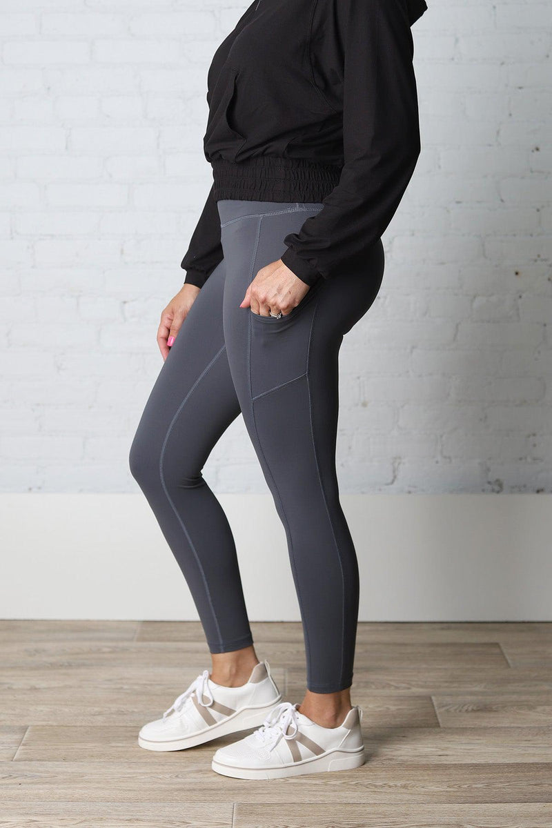 Liney Full Length Leggings with Pockets - Lead – Gallery 512 Boutique