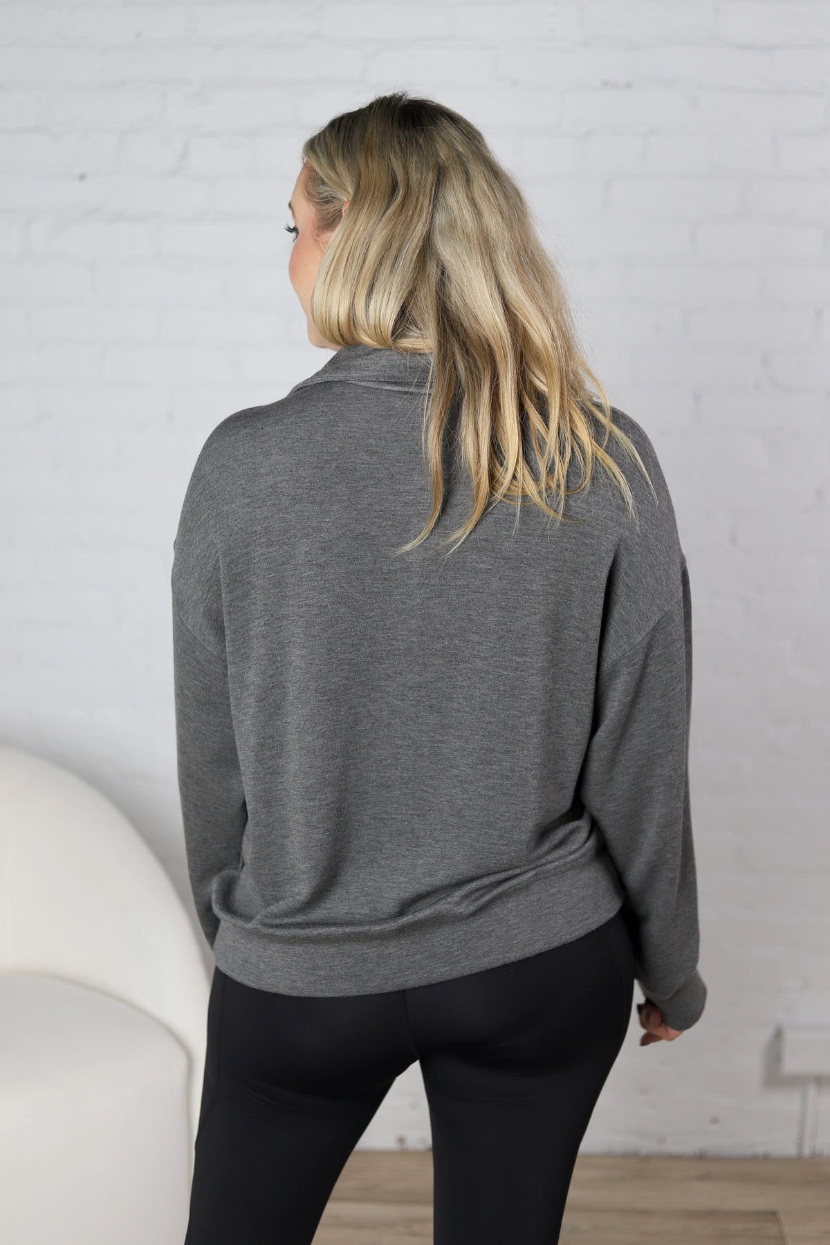 Linsy Modal Poly Quarter Zip - H Charcoal