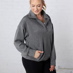 Linsy Modal Poly Quarter Zip - H Charcoal FINAL SALE