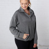Linsy Modal Poly Quarter Zip - H Charcoal FINAL SALE