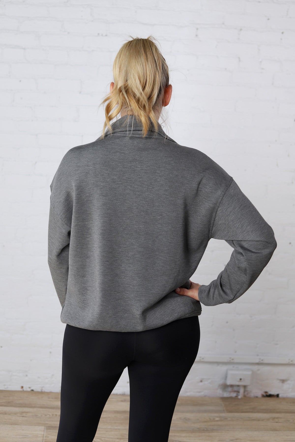 Linsy Modal Poly Quarter Zip - H Charcoal FINAL SALE