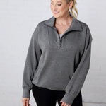 Linsy Modal Poly Quarter Zip - H Charcoal FINAL SALE