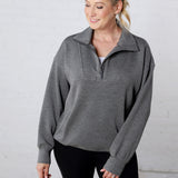 Linsy Modal Poly Quarter Zip - H Charcoal FINAL SALE