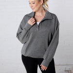 Linsy Modal Poly Quarter Zip - H Charcoal FINAL SALE