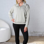 Linsy Modal Poly Quarter Zip - Lt Sage