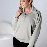 Linsy Modal Poly Quarter Zip - Lt Sage