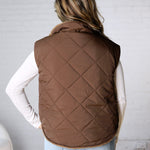 Liora Quilted Fleece Lined Puffer Vest - Dk. Brown