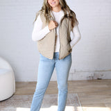 Liora Quilted Fleece Lined Puffer Vest - Grey