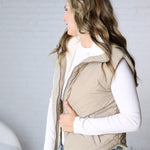 Liora Quilted Fleece Lined Puffer Vest - Grey