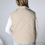 Liora Quilted Fleece Lined Puffer Vest - Grey