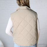 Liora Quilted Fleece Lined Puffer Vest - Grey