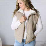Liora Quilted Fleece Lined Puffer Vest - Grey