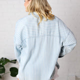 Liora Striped Button Down Top - Chambray