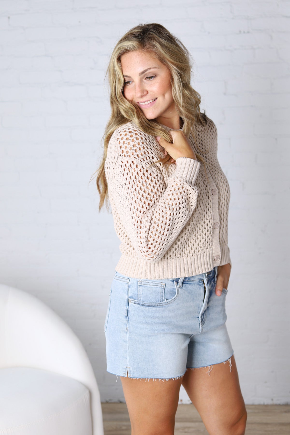 Lirien Crochet Cardigan - Sand Beige