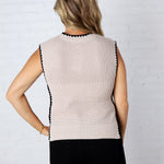 Lirien Essential Sleeveless Sweater Top - Taupe/Black