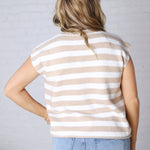 Lirra Striped Sweater Top - Taupe/White