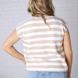 Lirra Striped Sweater Top - Taupe/White