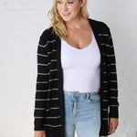 Livia Classic Striped Cardigan - Black