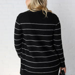 Livia Classic Striped Cardigan - Black