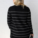 Livia Classic Striped Cardigan - Black