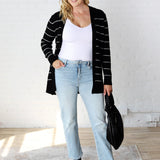 Livia Classic Striped Cardigan - Black