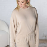 Livie Crewneck Top with Oversized Sleeves - Natural